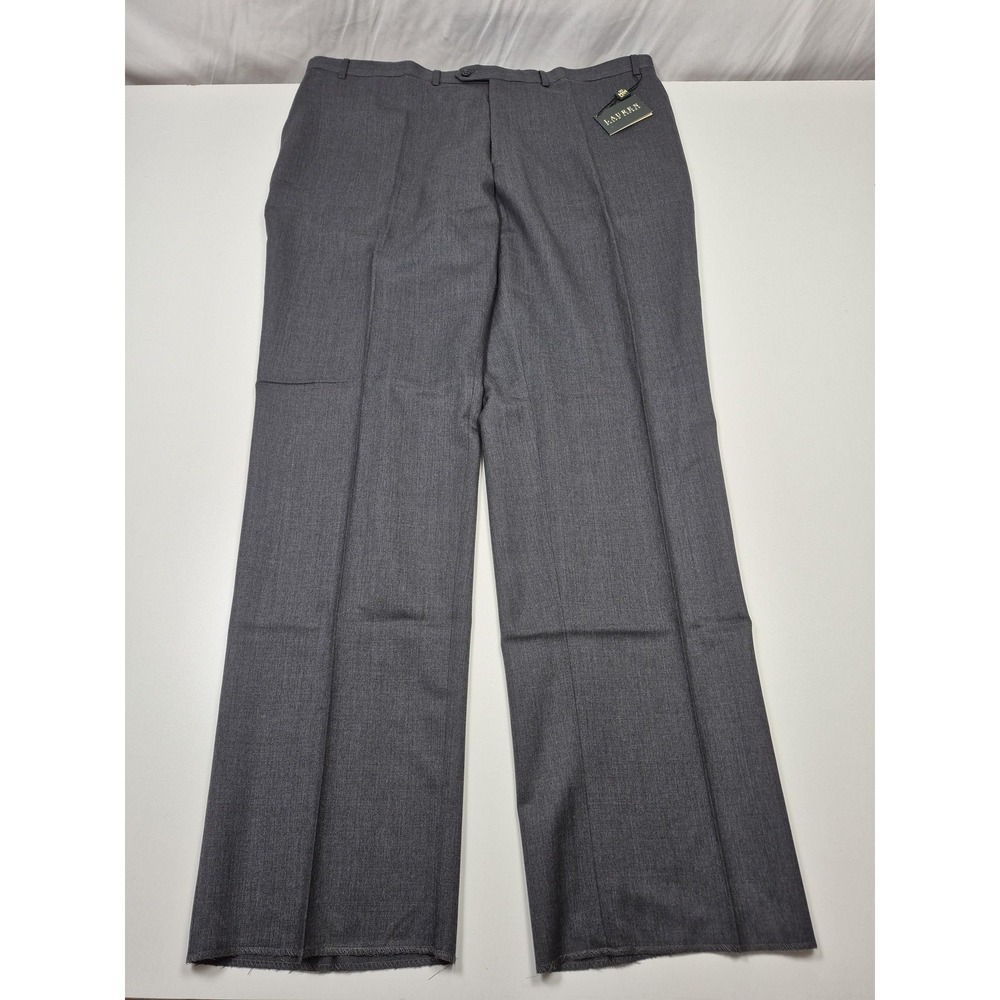 VTG Ralph Lauren Dress Pants Mens 46x37 Gray Wool Flat Front NWT FLAW